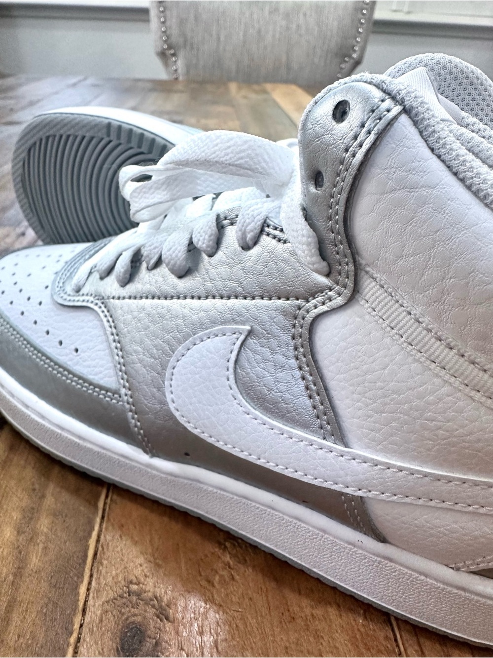 New Nike Air Jordan White and Silver Women’s Sneakers, new, unworn